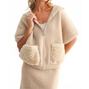 NEW JOH simone knitted plush jacket in mocha